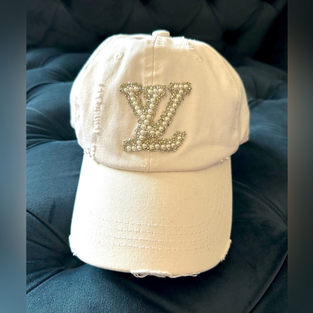 LV baseball cap adjustable back with ponytail loop NEW boutique